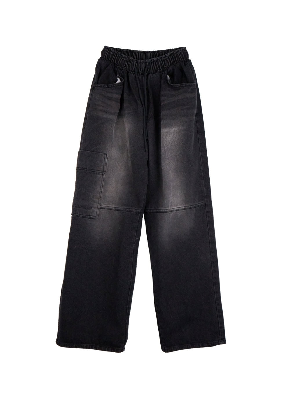 Men's Washed Pocketed Wide-Leg Jeans ID413