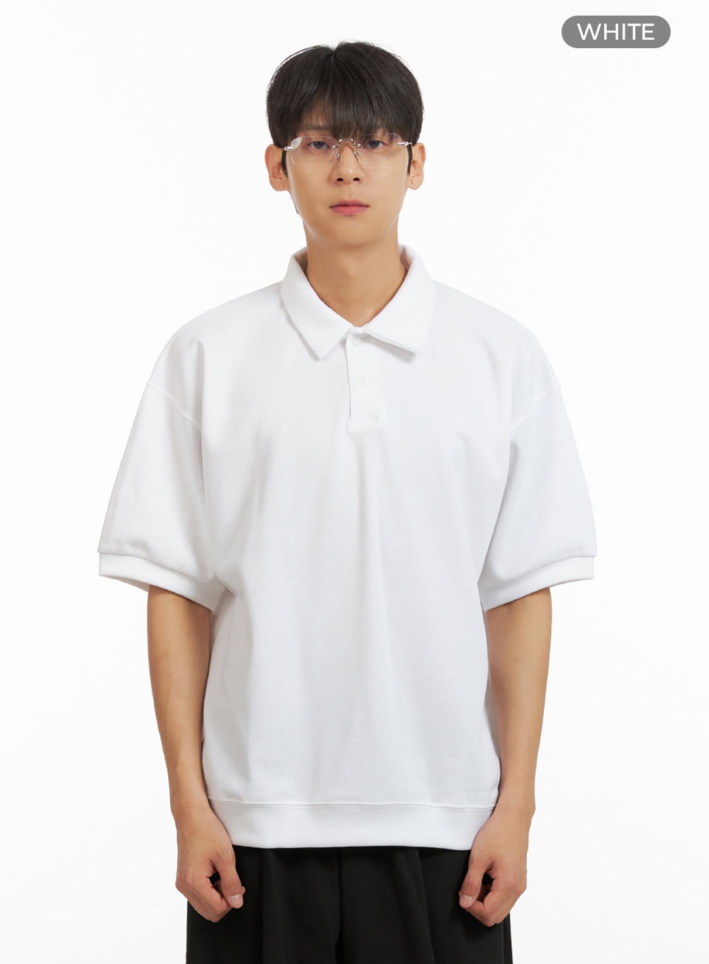 Men's Cotton Polo Top (White) IU418