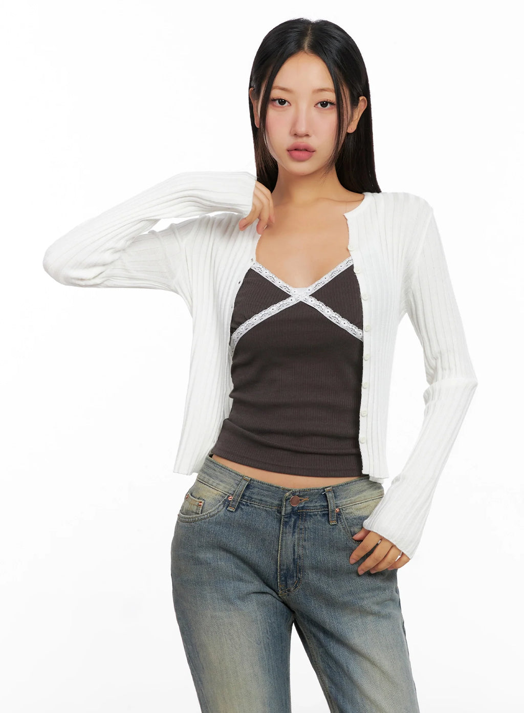 Ribbed Slim Fit Cardigan IG528