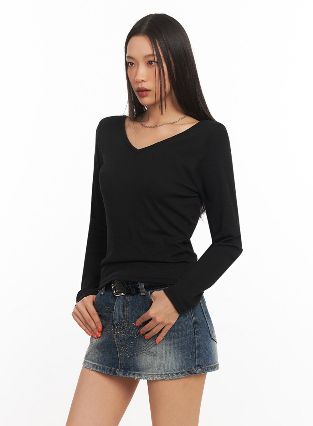 V-Neck Long Sleeve Top IA507