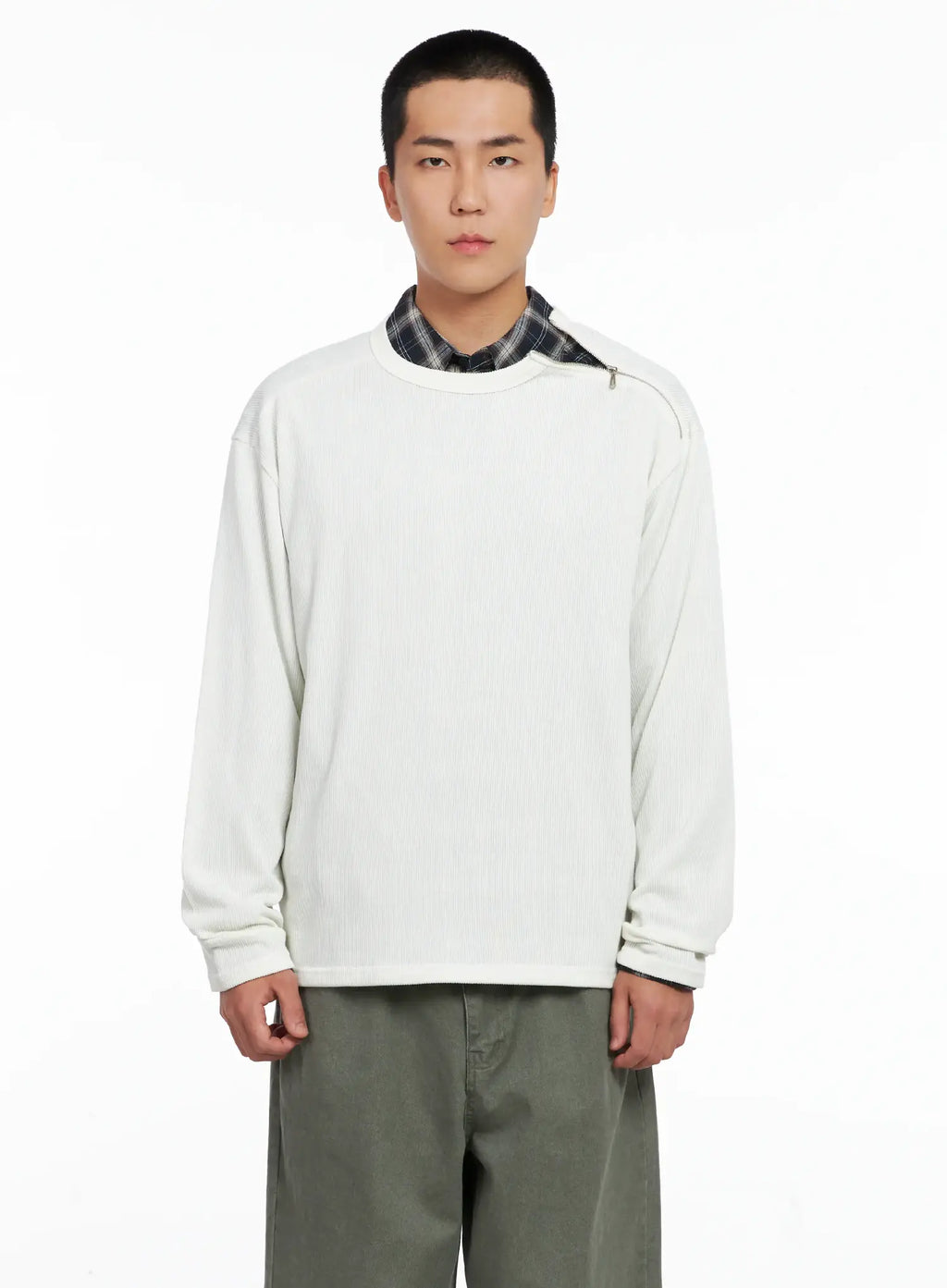 Men's One-Shoulder Zip Long Sleeve  IG529