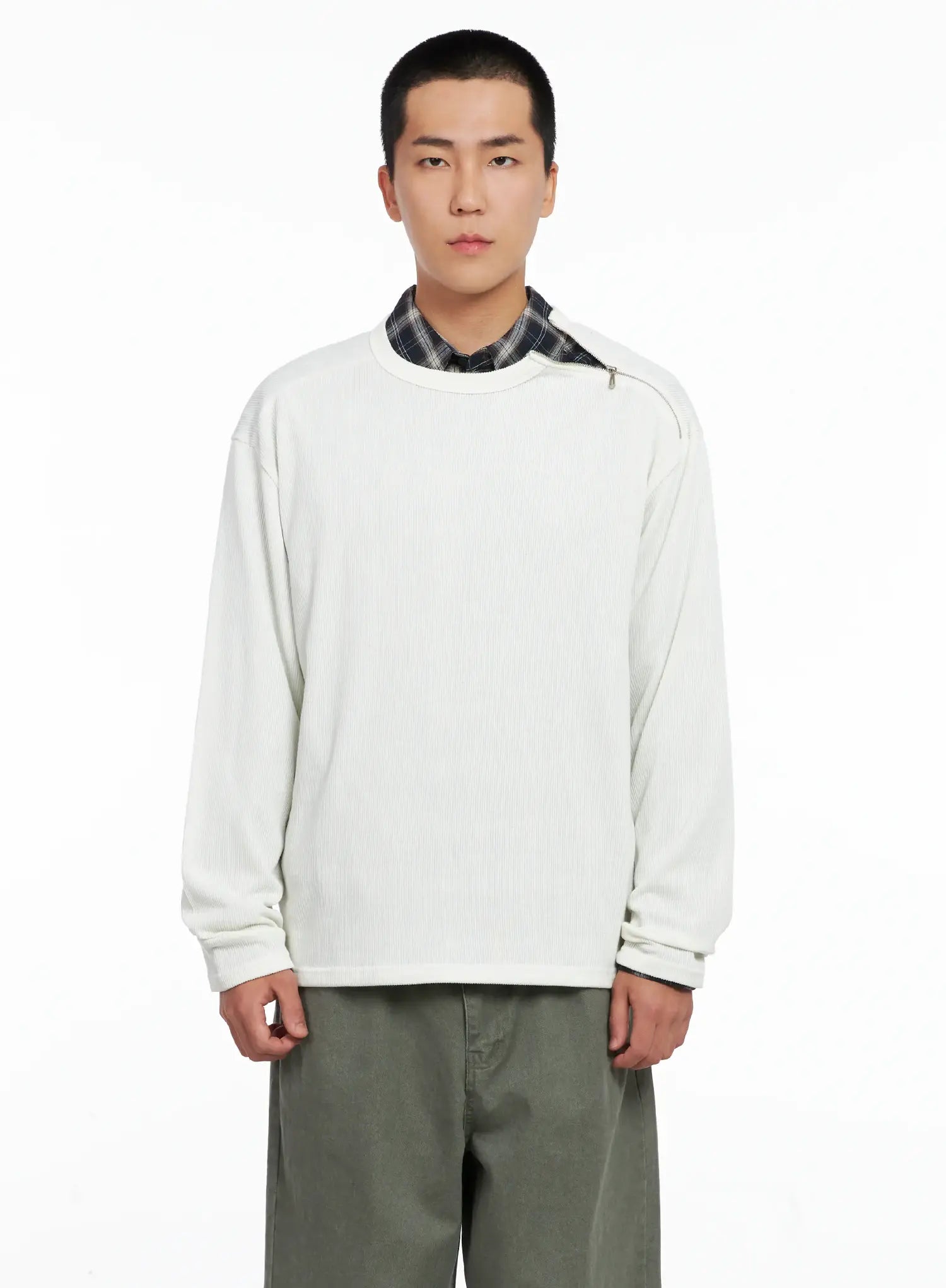 Men's One-Shoulder Zip Long Sleeve  IG529