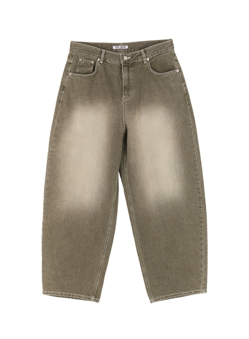 Men's Wide-Fit Washed Jeans (Dark Green) IM519