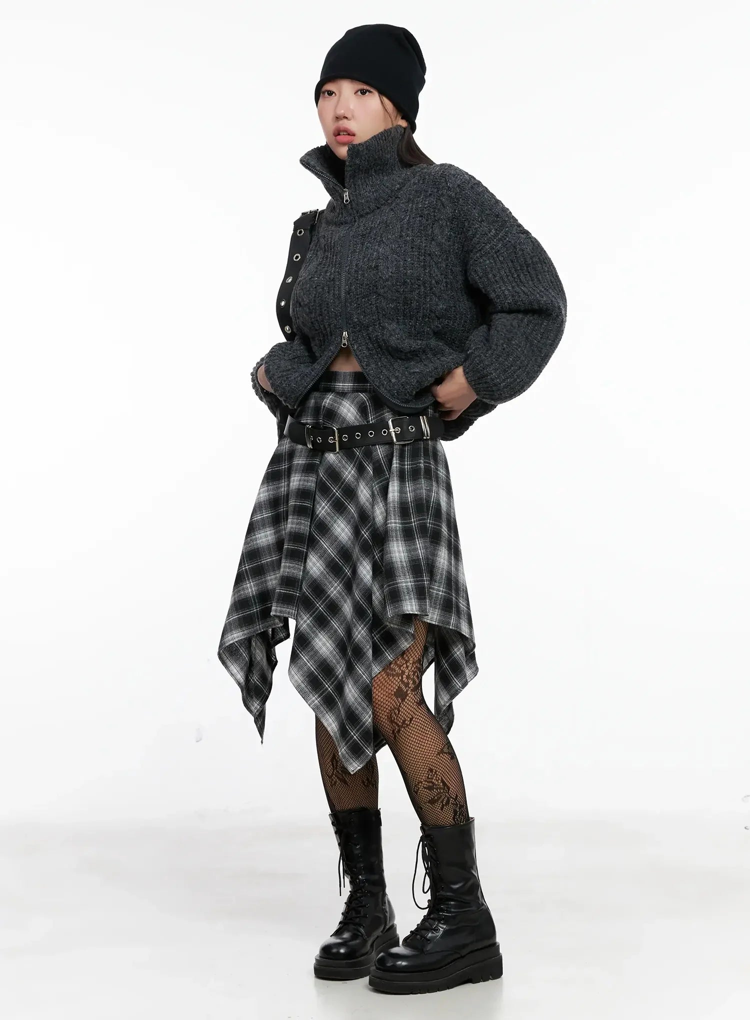 High Neck Chunky Zip Up Sweater IG527