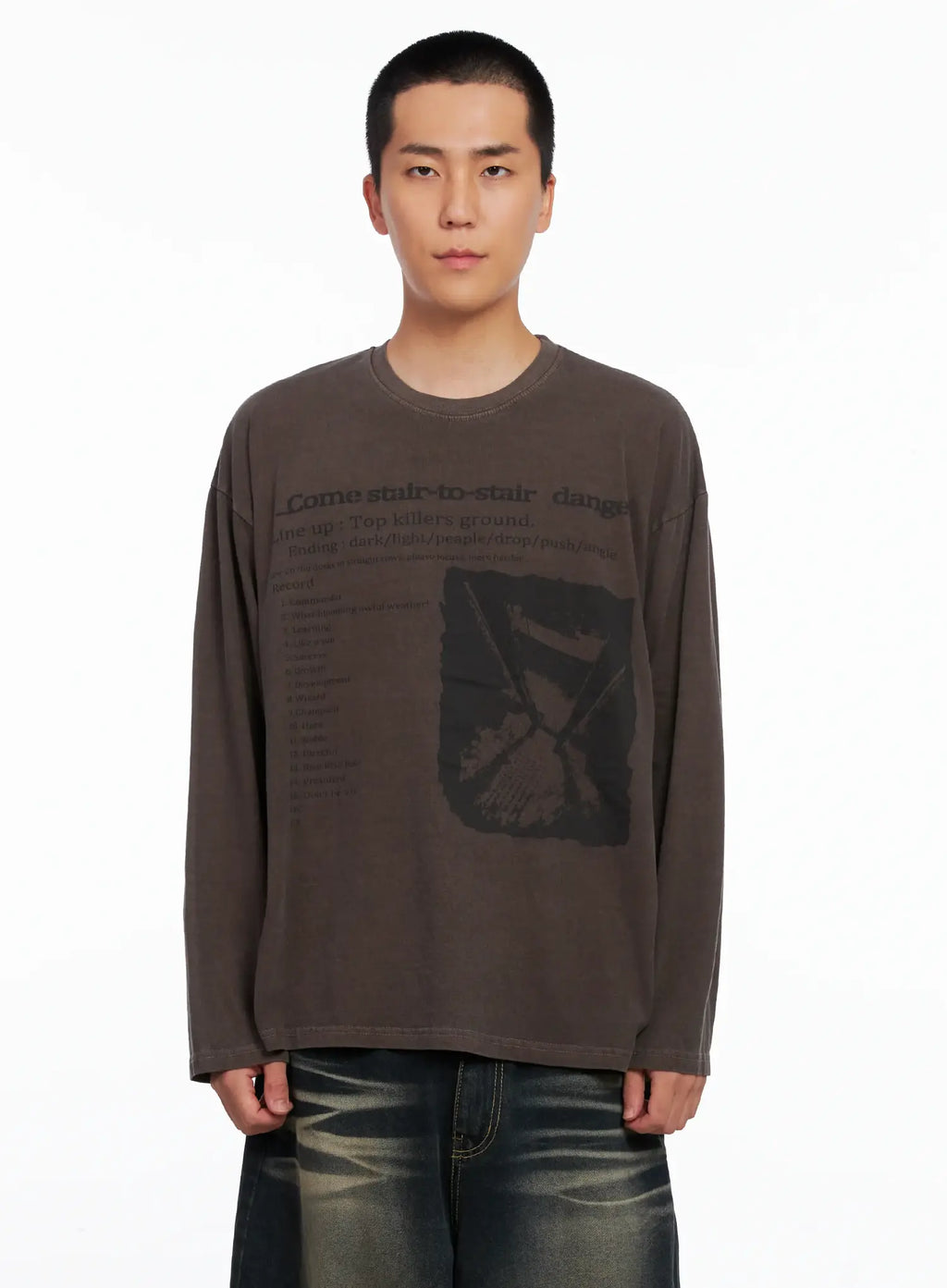 Men's Edgy Graphic Long Sleeve Tee IS509
