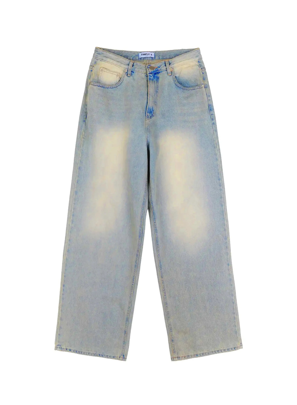 Men's Light Fade Wide-Leg Jeans IO516