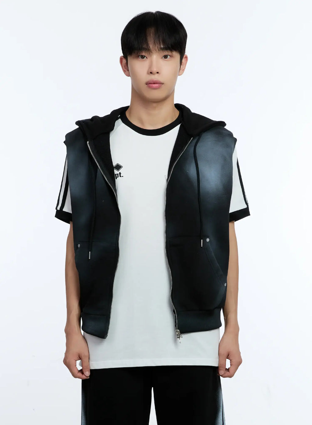 Men's Grunge Tie-Dye Sleeveless Hoodie IG515