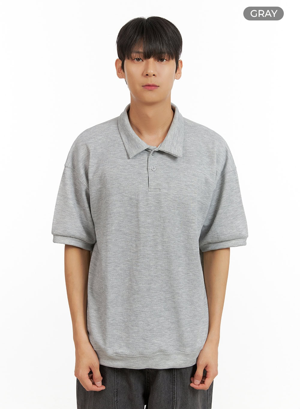 Men's Cotton Polo Top (Gray) IU418