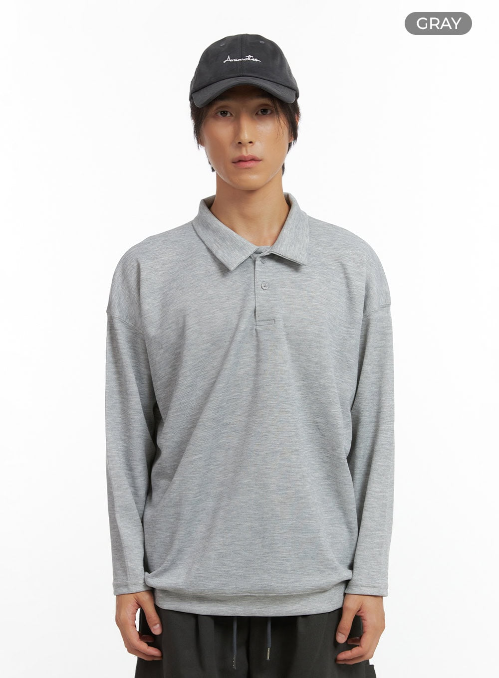 Men's Buttoned Collar Shirt (Gray) IO417