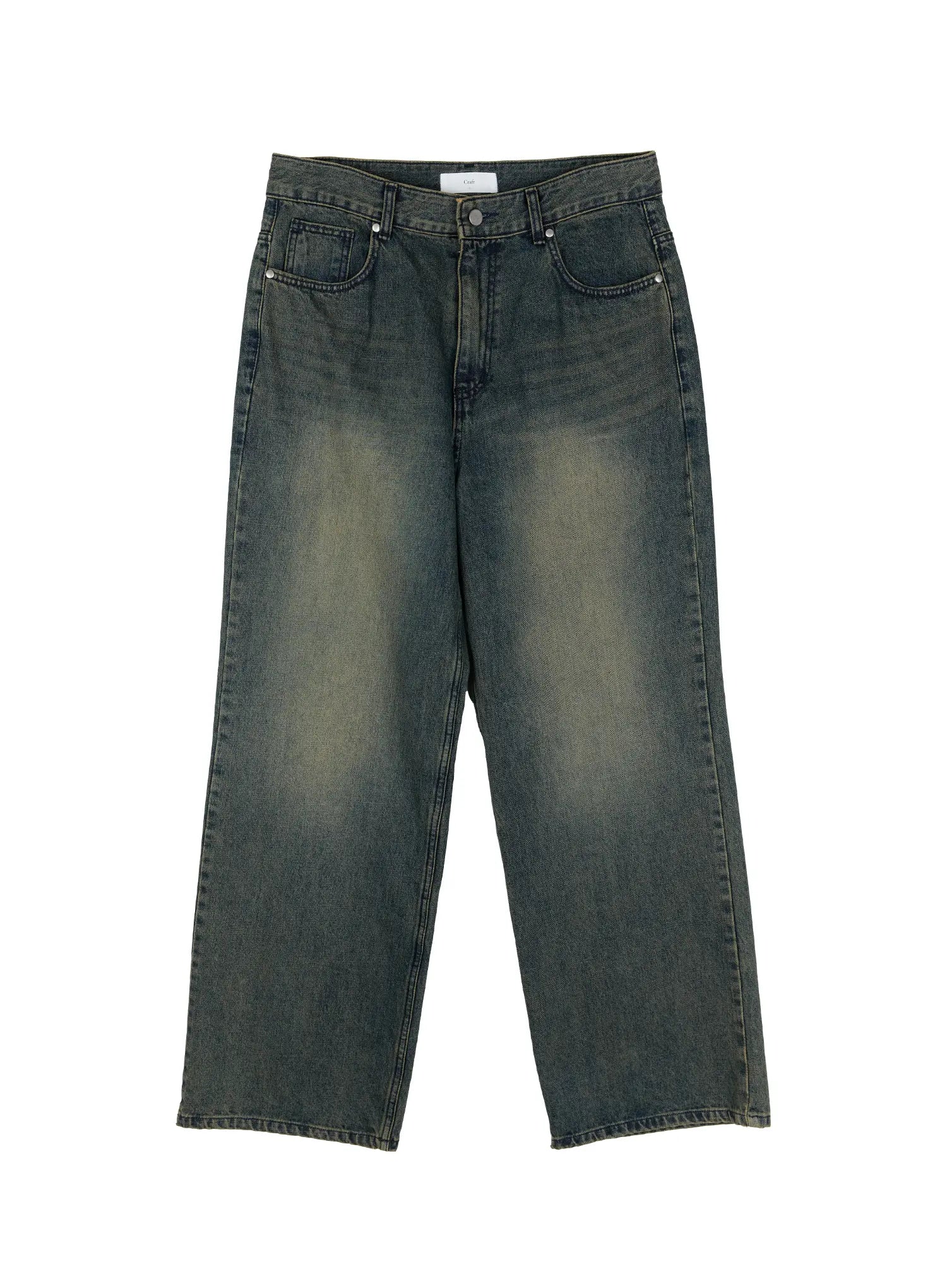 Men's Wide-Leg Washed Denim Jeans IG508