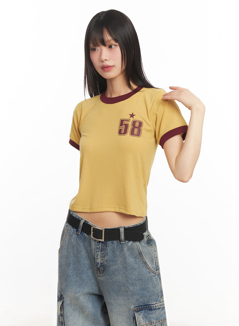 Star Number Graphic Crop Top IY502