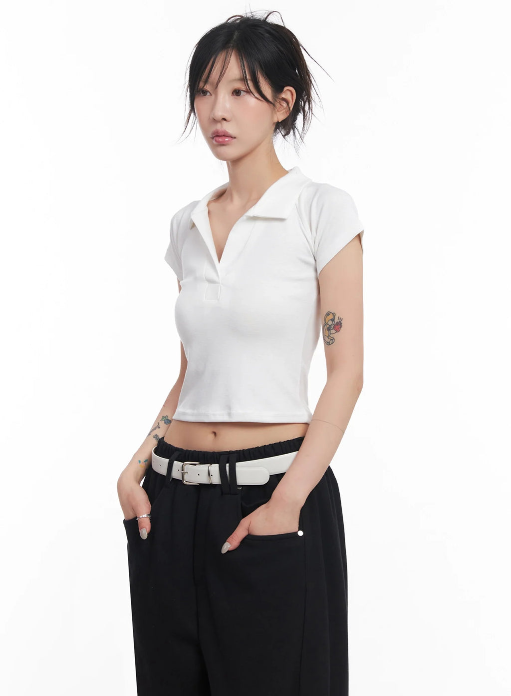 Cropped Collared Tee IC503