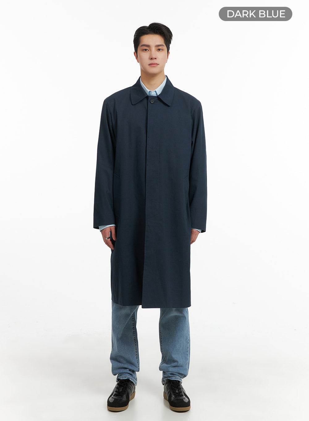 Men's Solid Cotton Trench Coat IA401