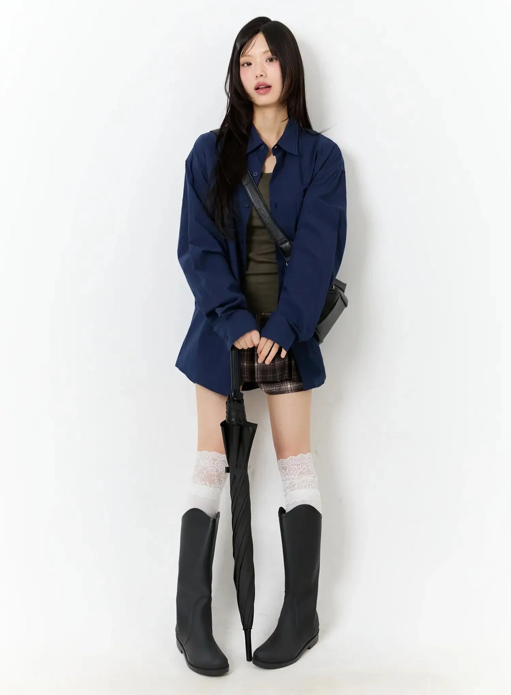 Oversized Solid Collared Shirt IU524