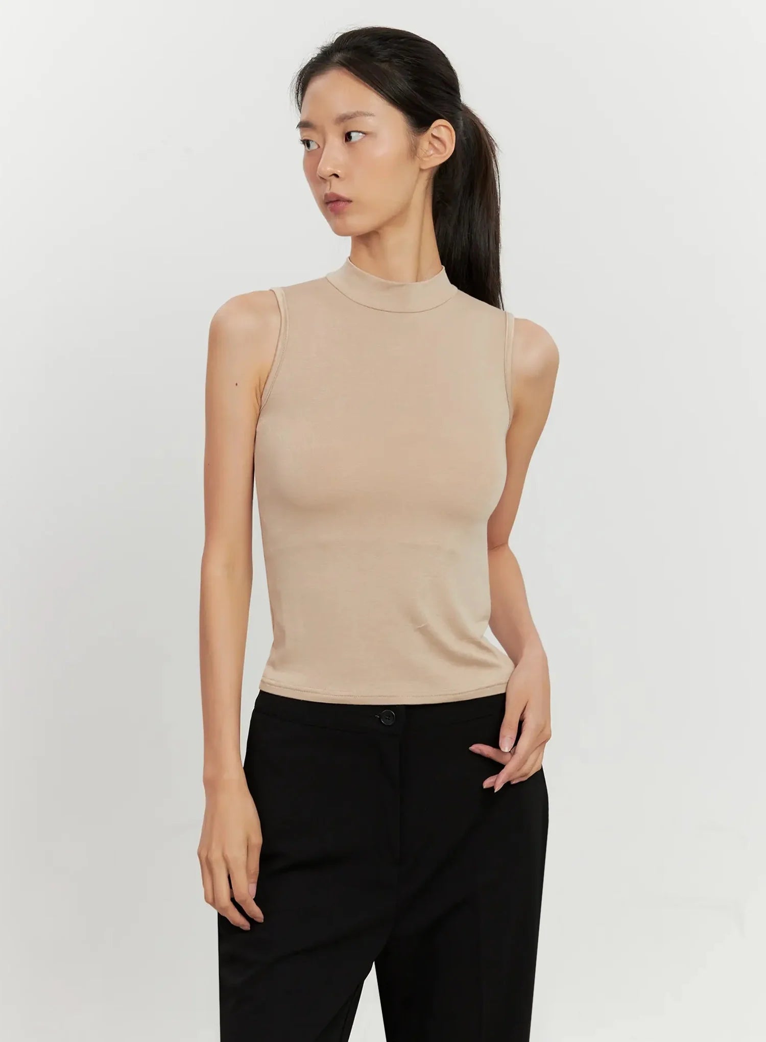 Mock Neck Sleeveless Top IL528