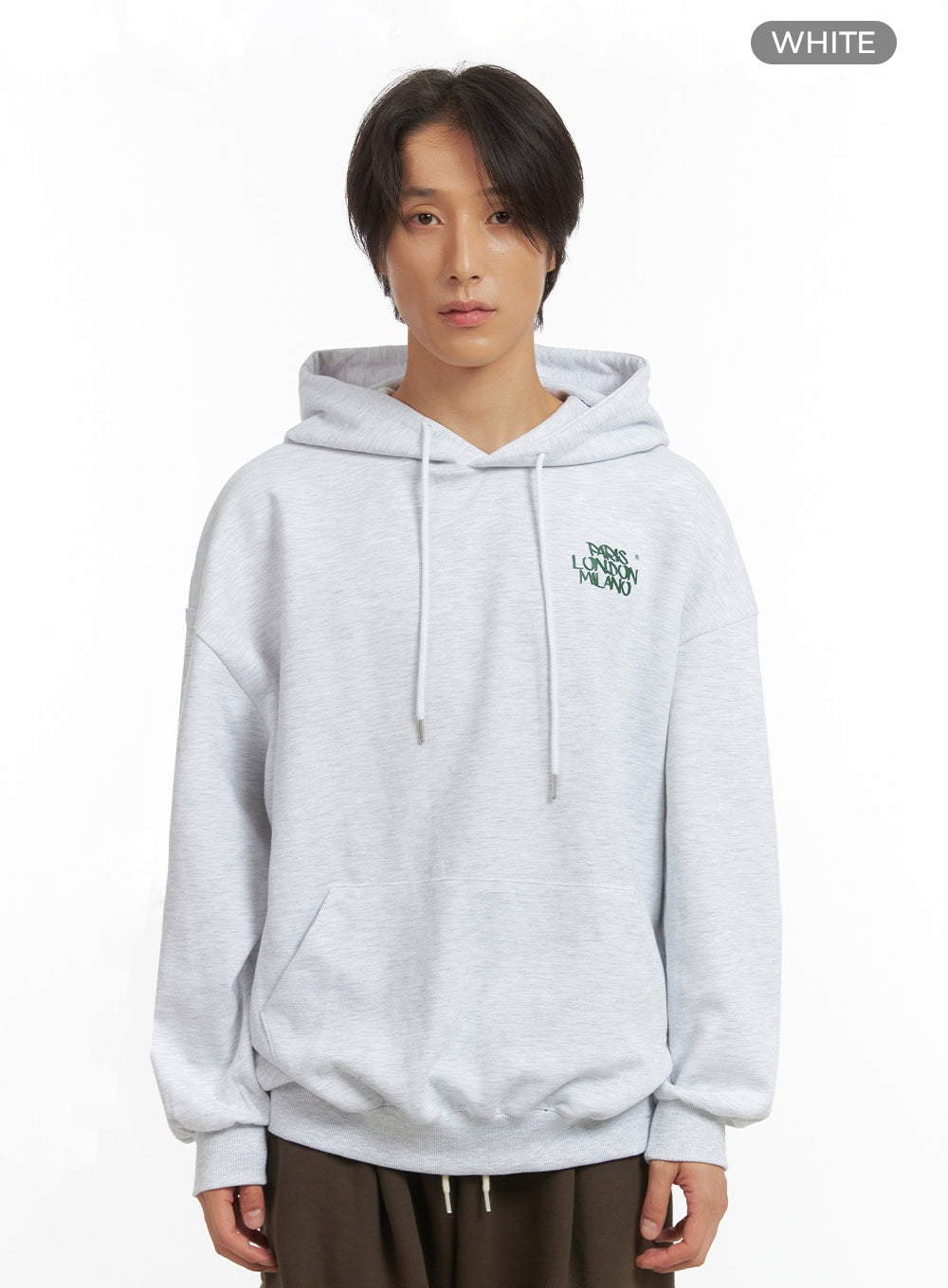 Men's Embroidered Oversized Hoodie (White) IO417