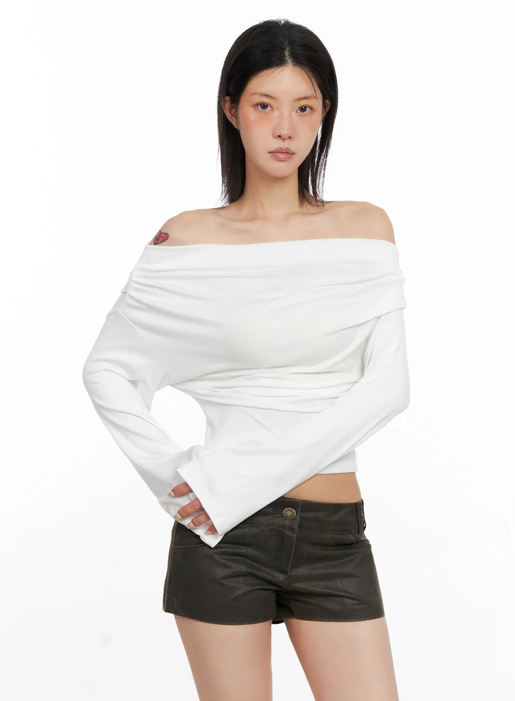 Draped Off Shoulder Top IS508
