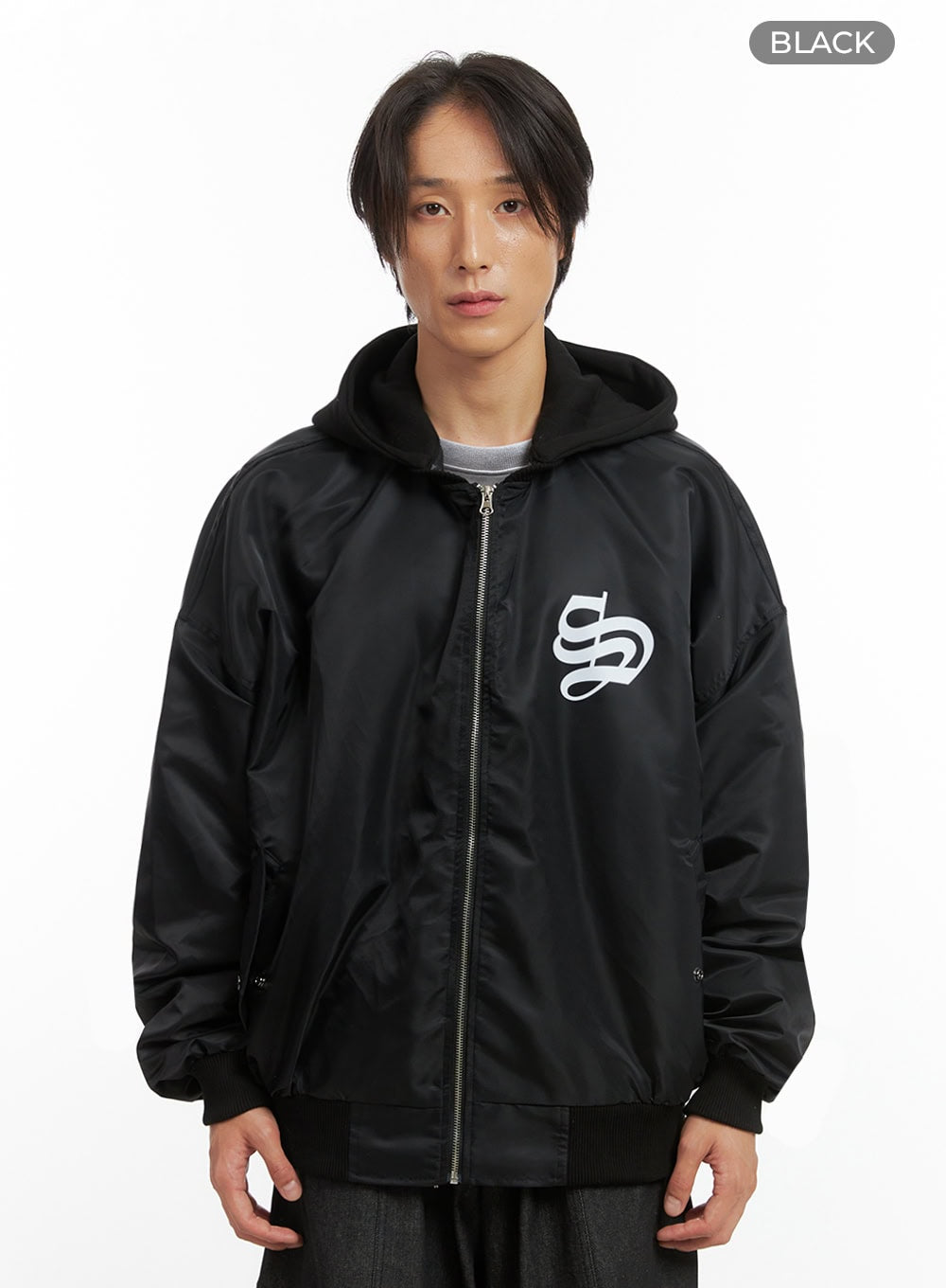 Men's Hooded Zip-Up Bomber Jacket IO402