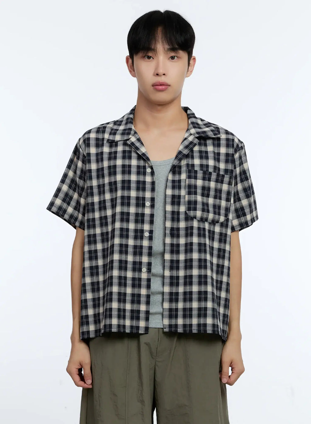 Men's Plaid Short Sleeve Shirt IG519