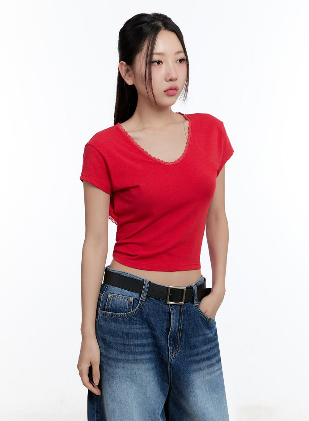 Lace Backless Crop Top IU503