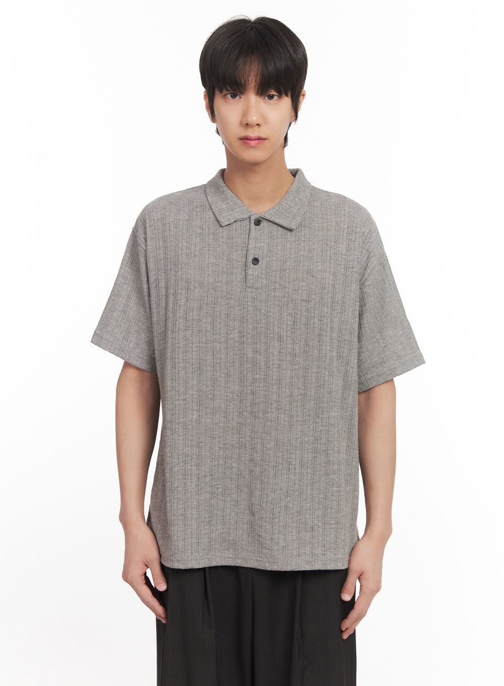 Men's Loose-Fit Collared Ribbed T-Shirt IA510