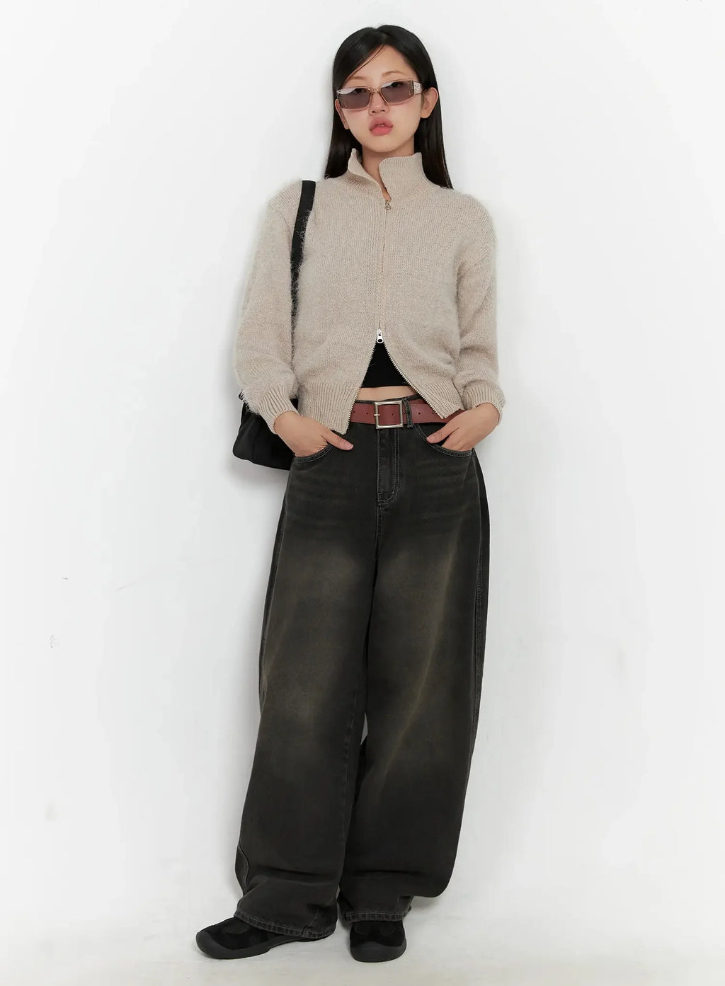 High Neck Zip Up Sweater IG527