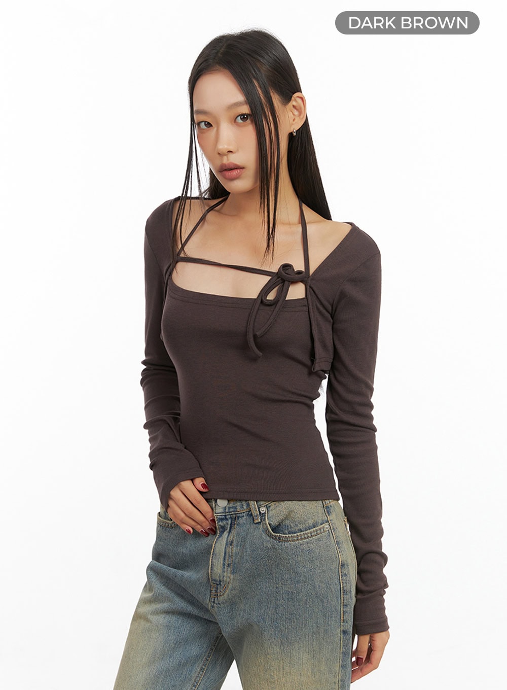 Solid Strap Bolero Cardigan and Cami Set IS427