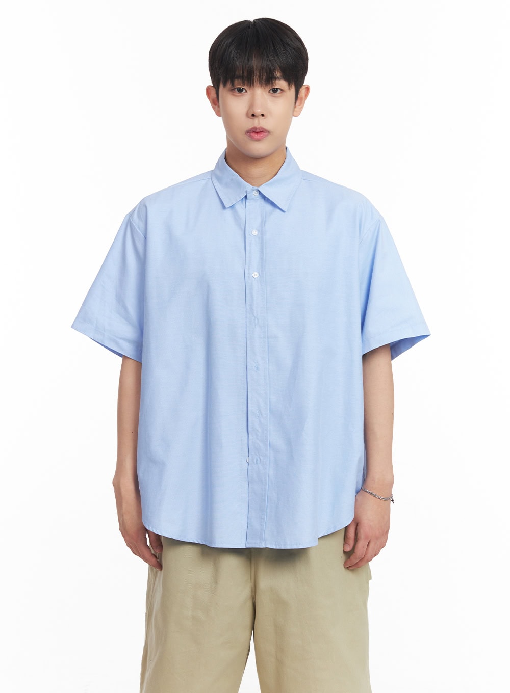 Men's Oversized Collared Short Sleeve Shirt IA529