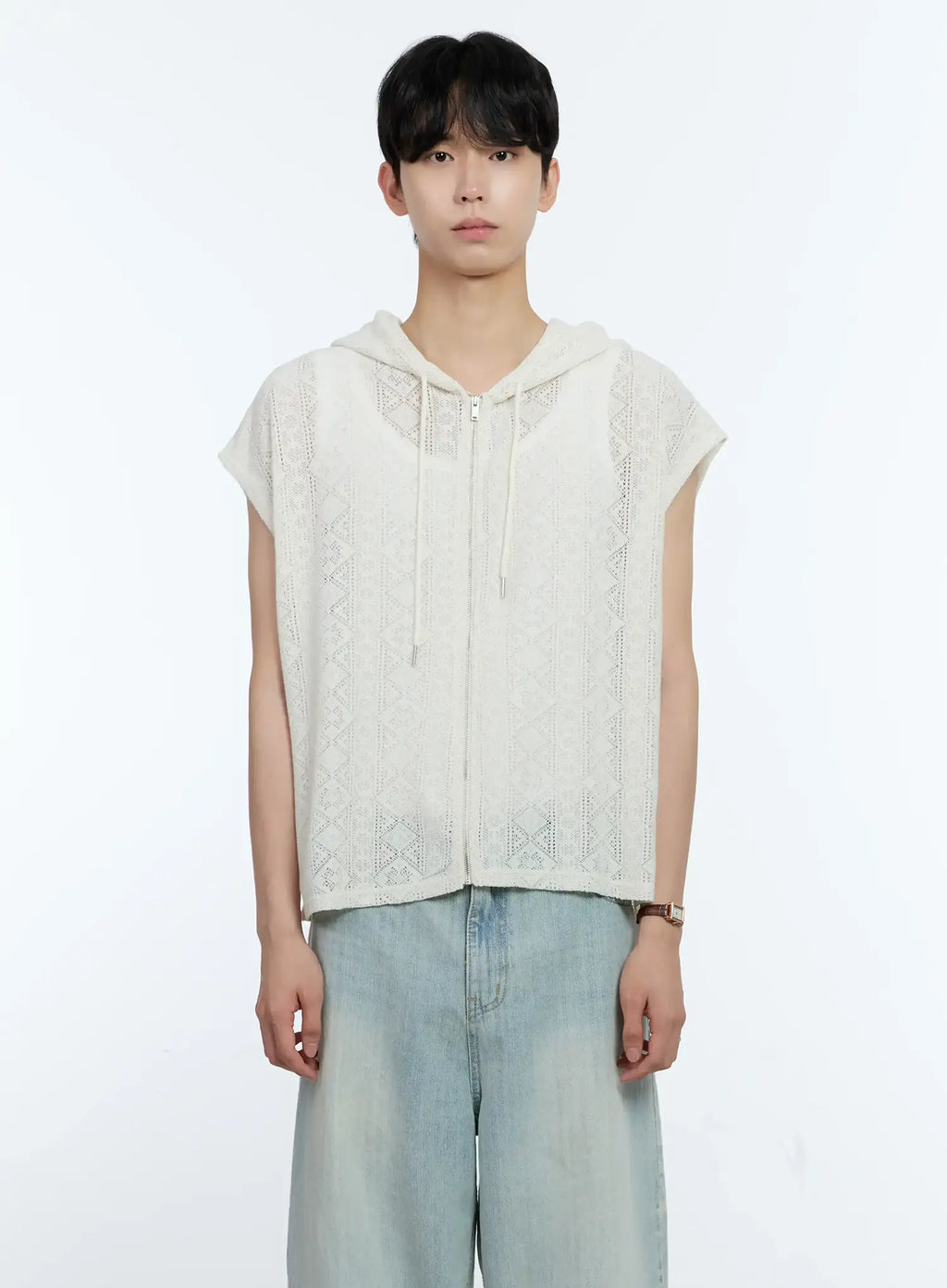 Men's Sleeveless Knit Zip-Up Jacket IG501