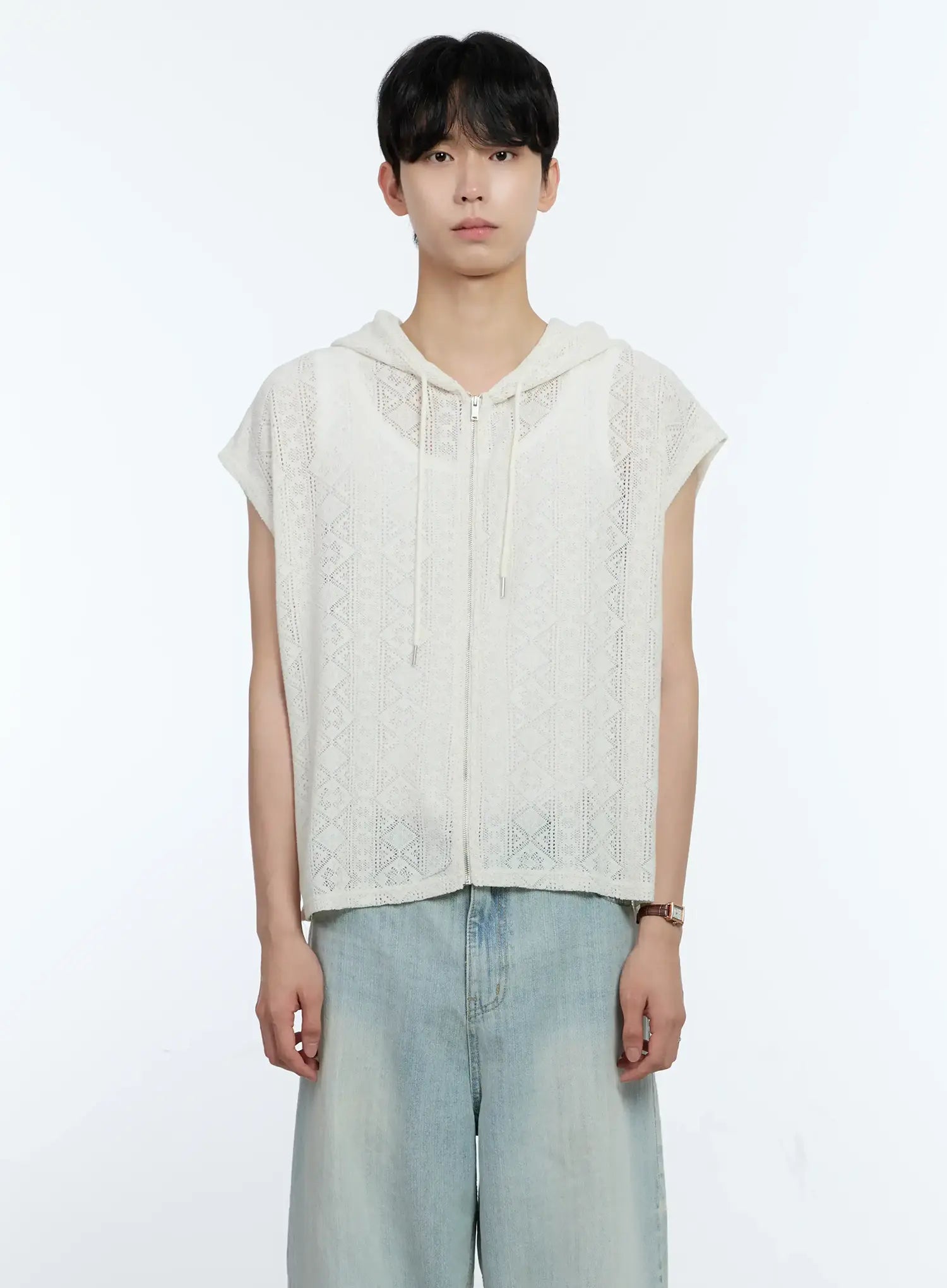 Men's Sleeveless Knit Zip-Up Jacket IG501