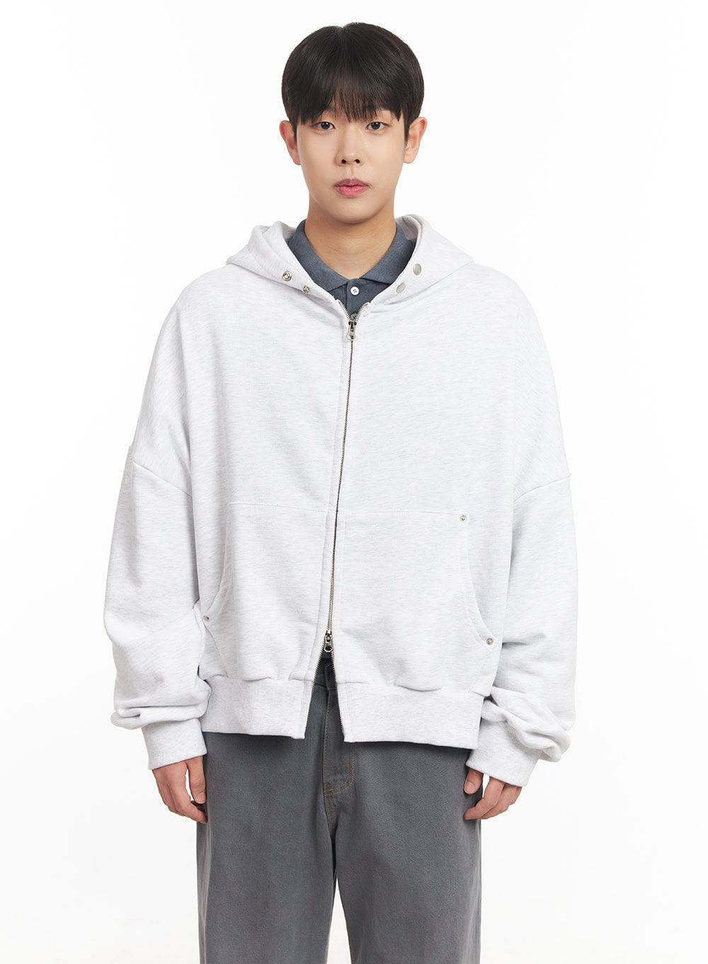 Men's Oversize Zip-Up Hooded Jacket IM527