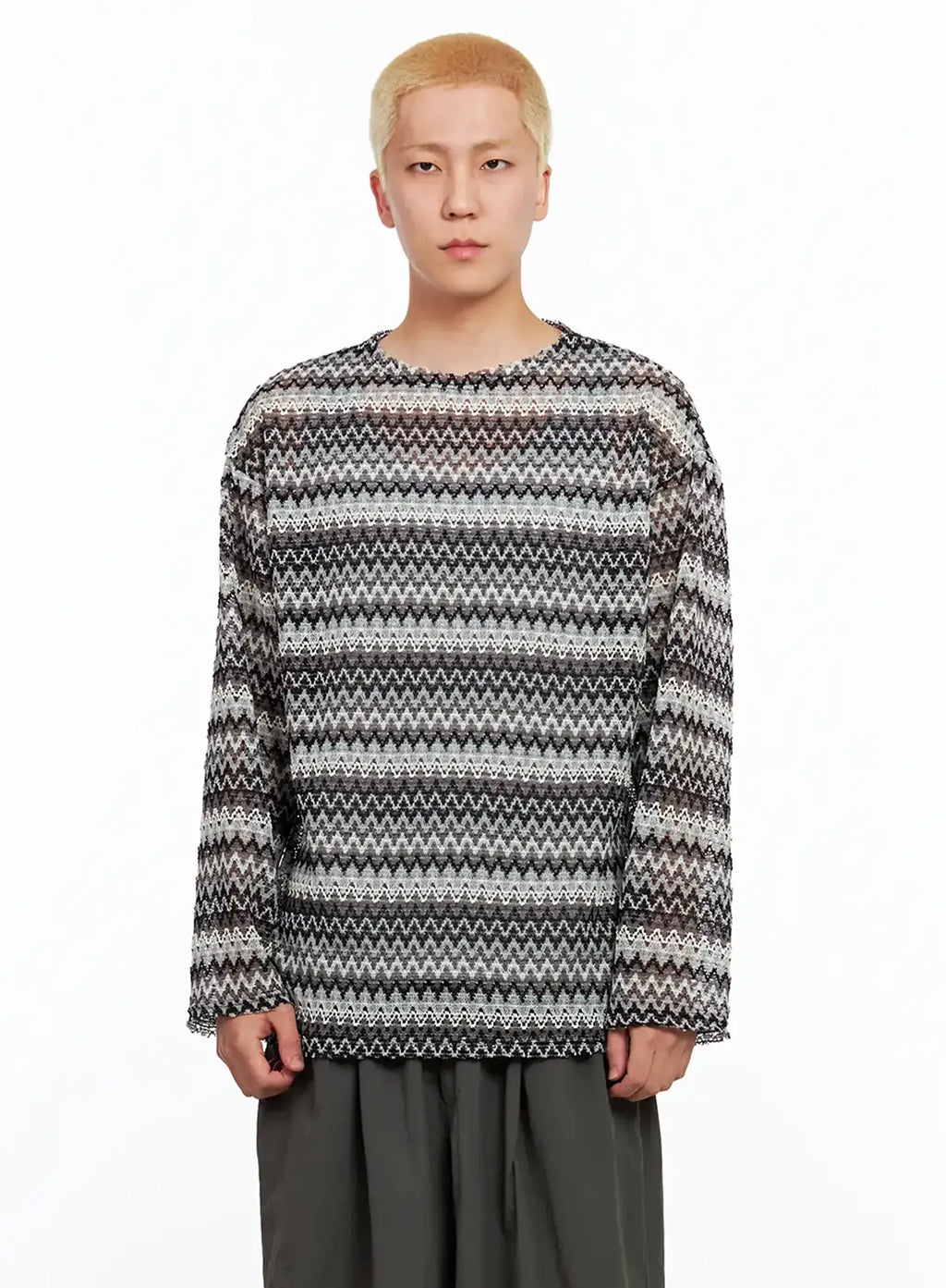 Men's Grunge Mesh Long-Sleeve Tee IL511