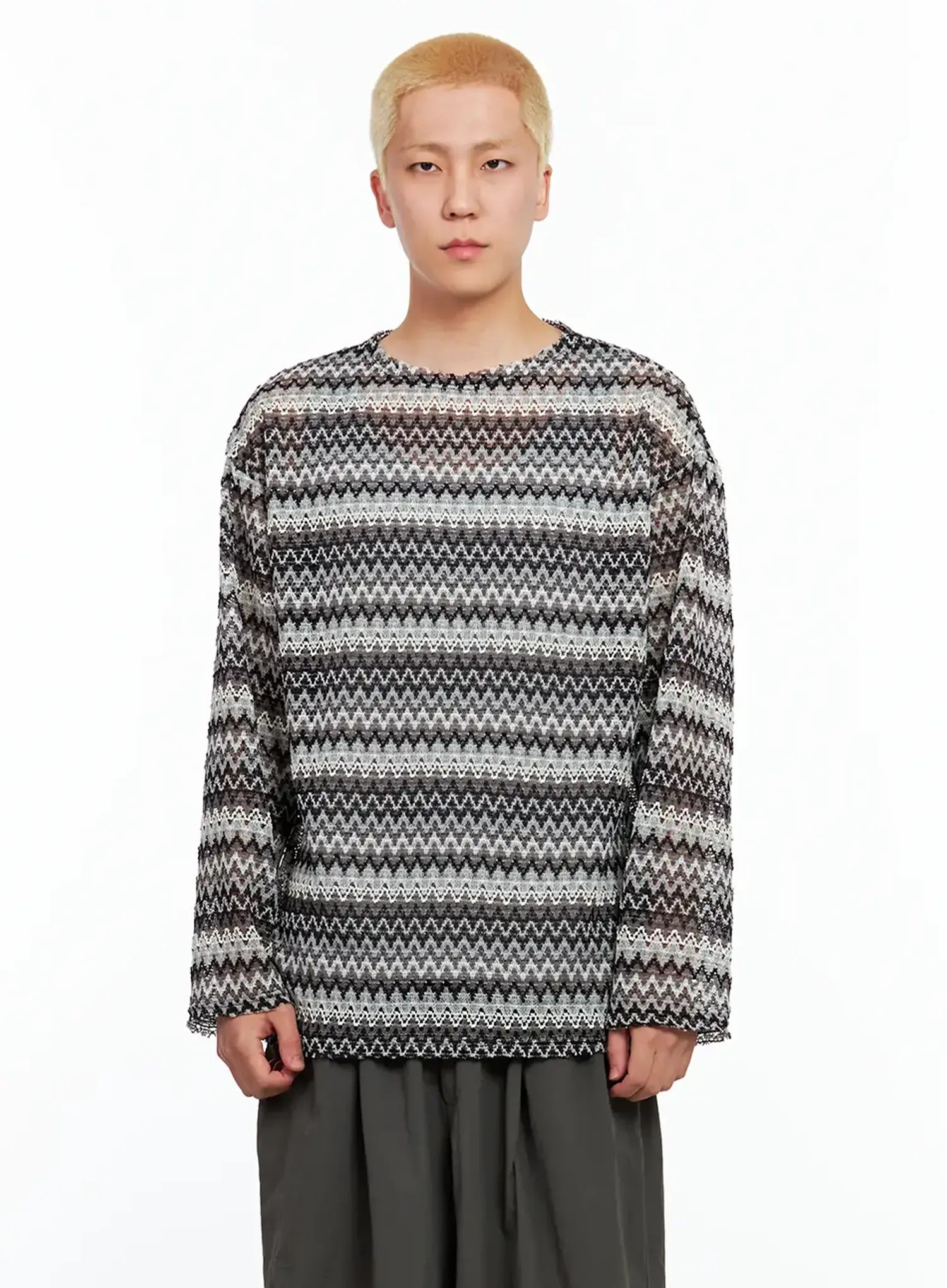 Men's Grunge Mesh Long-Sleeve Tee IL511