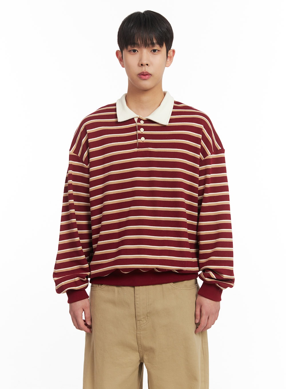Men's Striped Collared Sweatshirt IM514