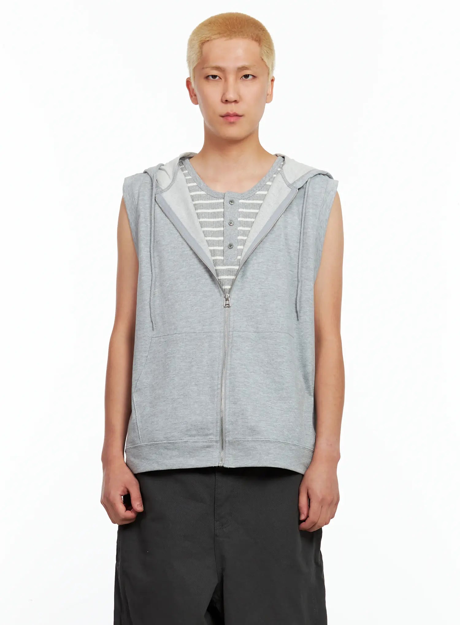 Men's Cotton Zip-Up Hoodie Vest IL511