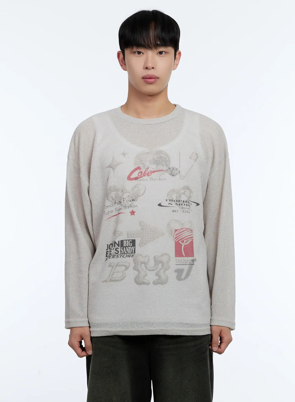 Men's Graphic Linen Long-Sleeve Tee IL515