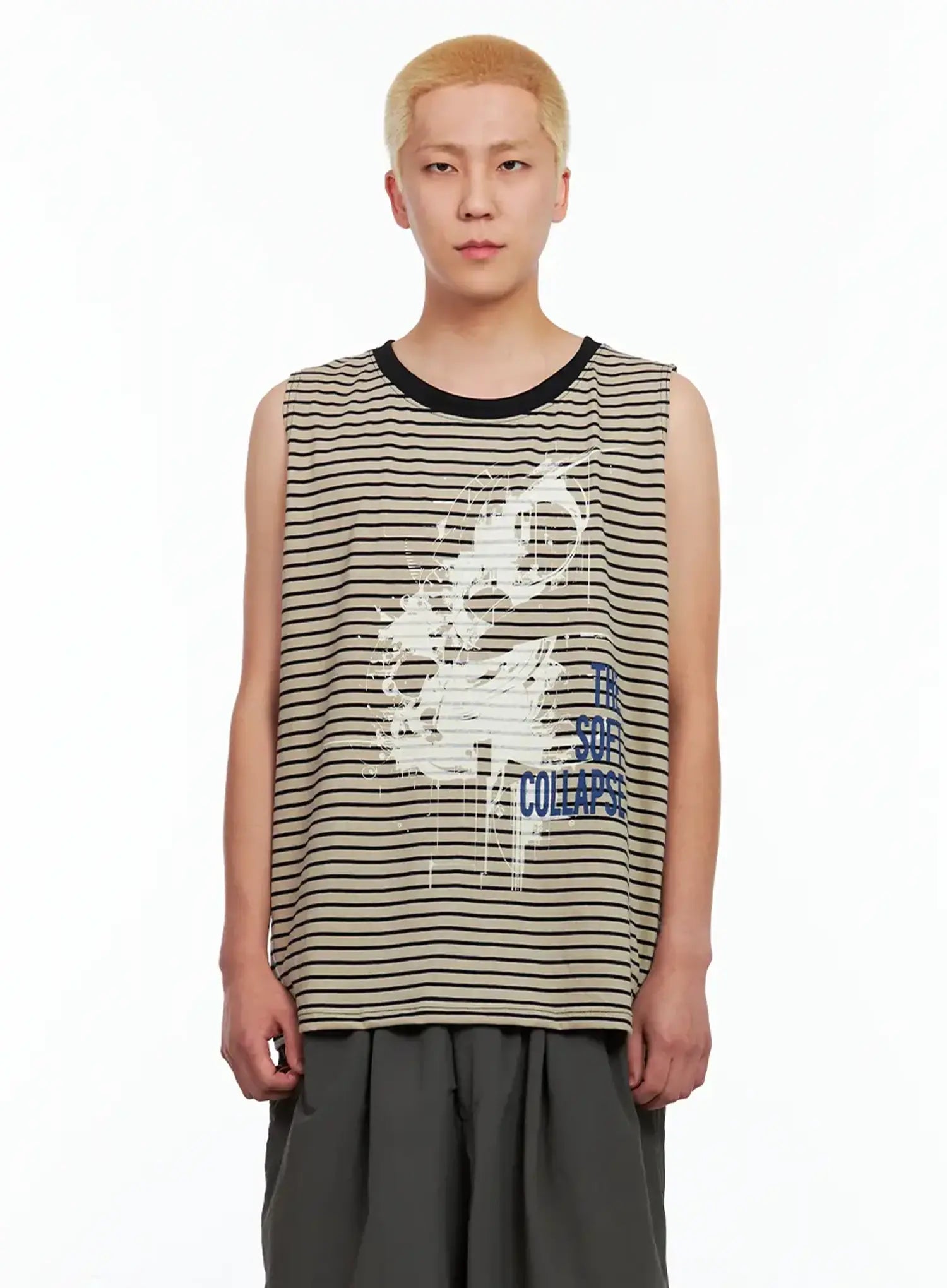 Men's Striped Sleeveless Tee IL511