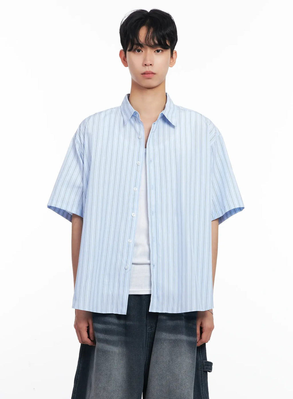 Men's Striped Button-Up Shirt IL504