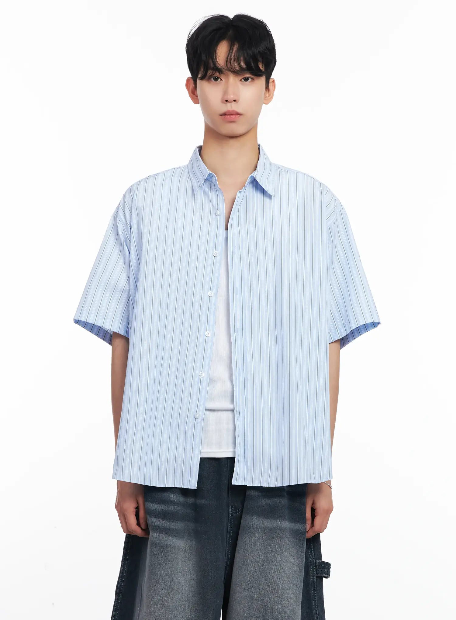 Men's Striped Button-Up Shirt IL504