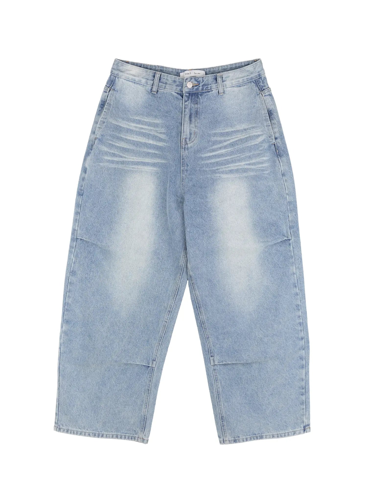 Men's Front-Pleated Washed Wide Denim Pants IL514