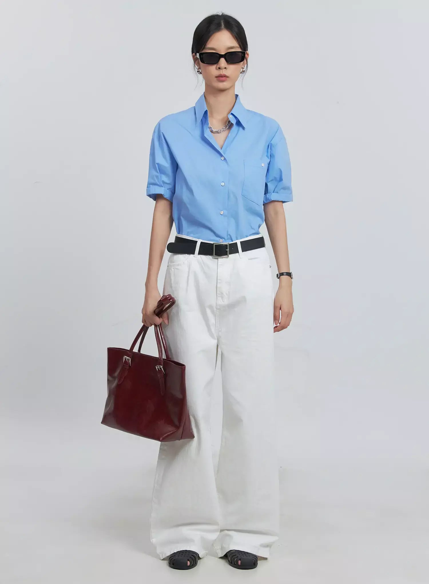 Roll-Up Short-Sleeve Collared Shirt IU512