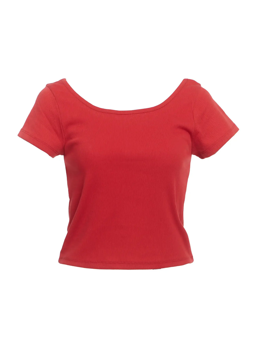 Ribbed Square-Neck Short-Sleeve Tee IC503