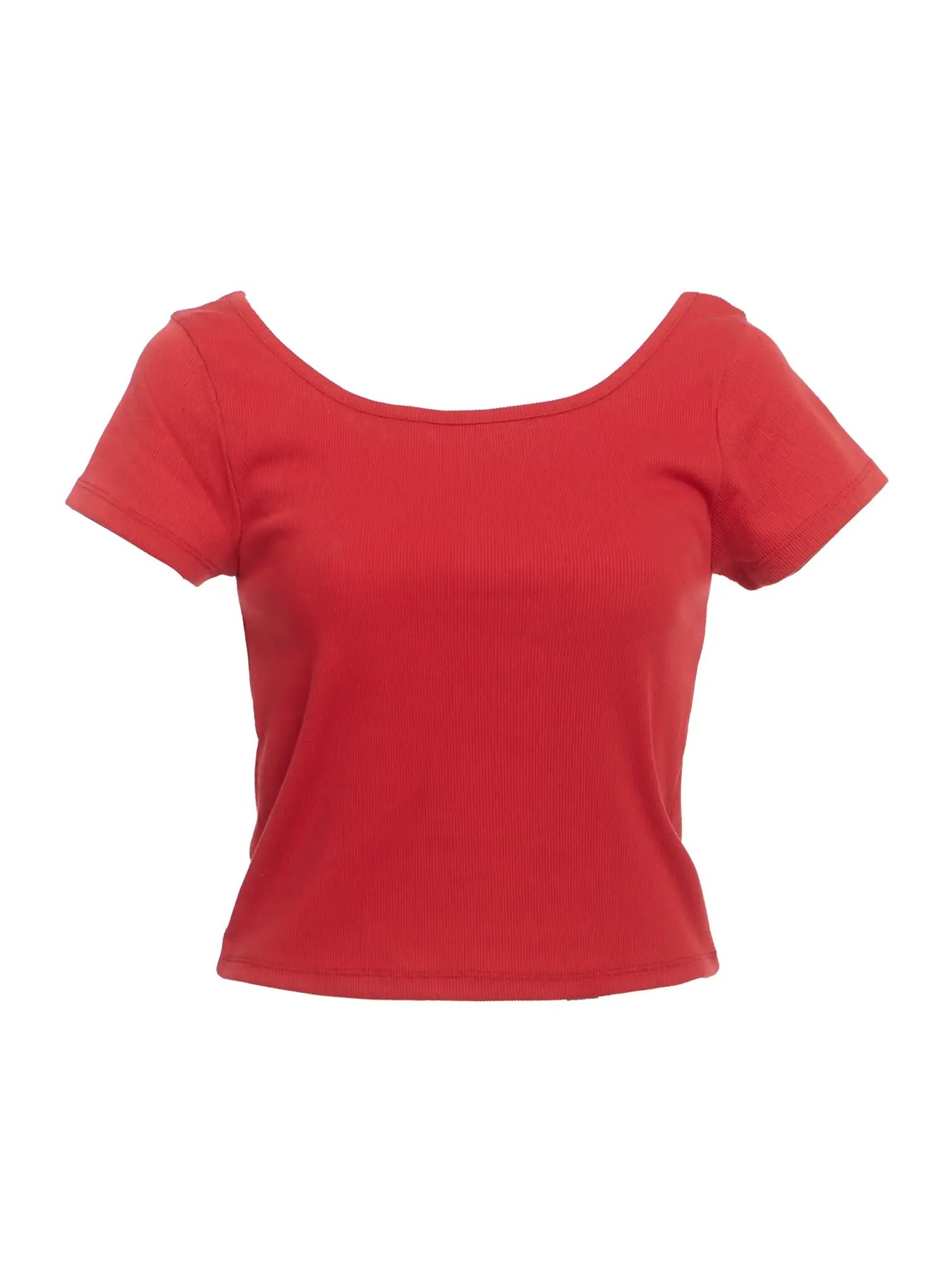 Ribbed Square-Neck Short-Sleeve Tee IC503