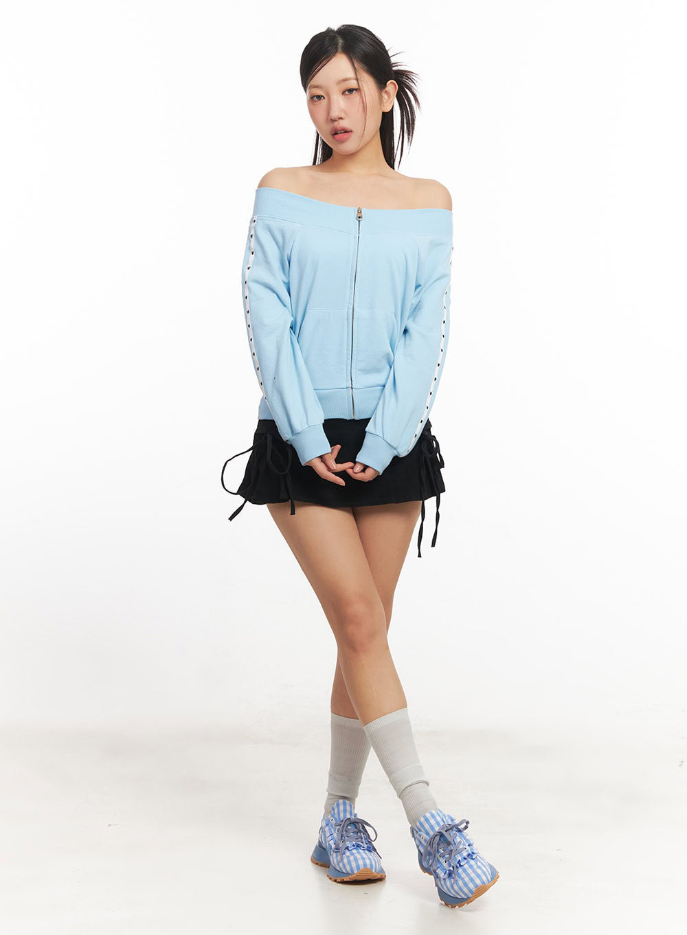Heart Off-Shoulder Zip-Up Jacket IA524