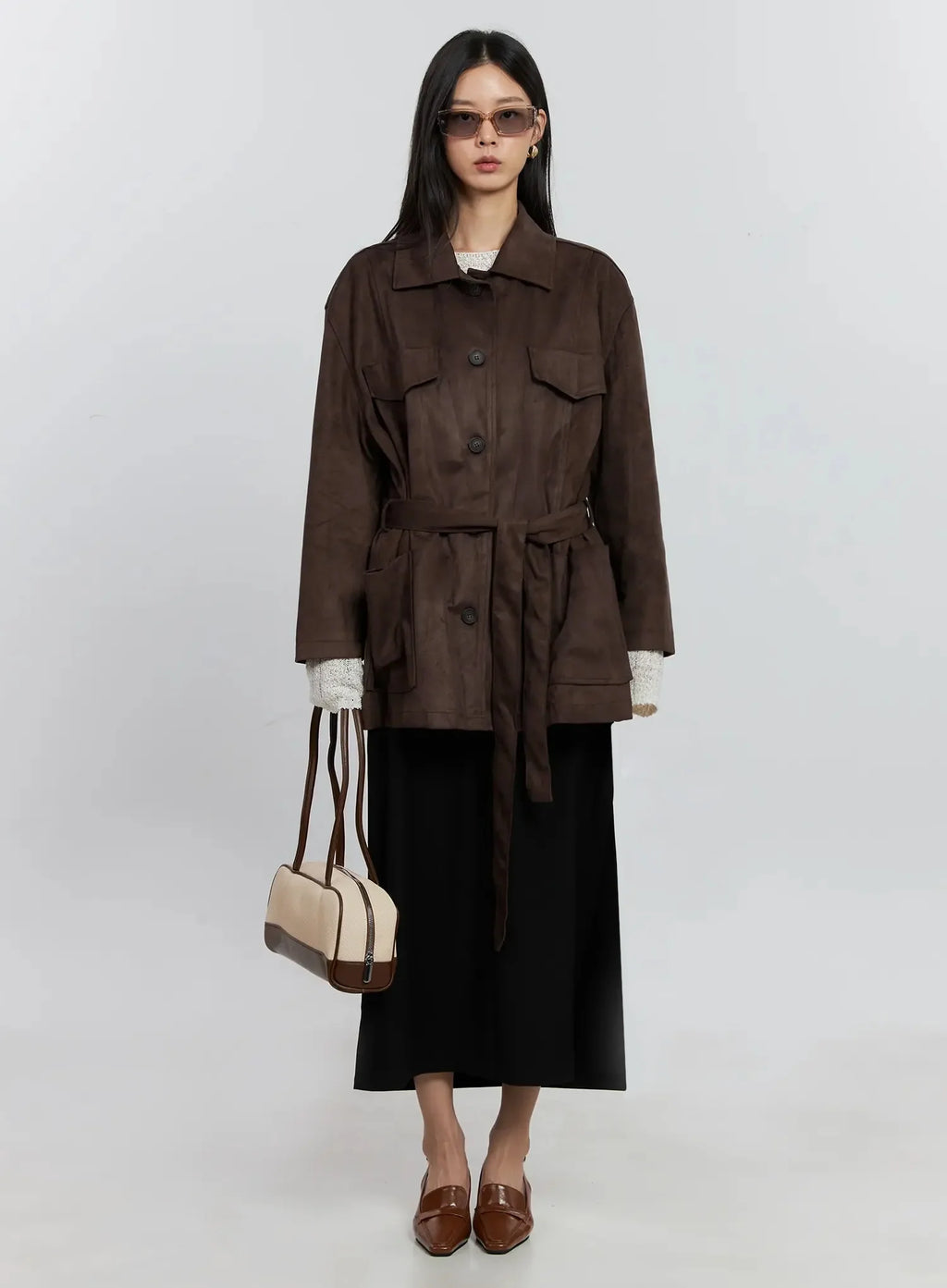 Suede-Style Button-Up Jacket IS515