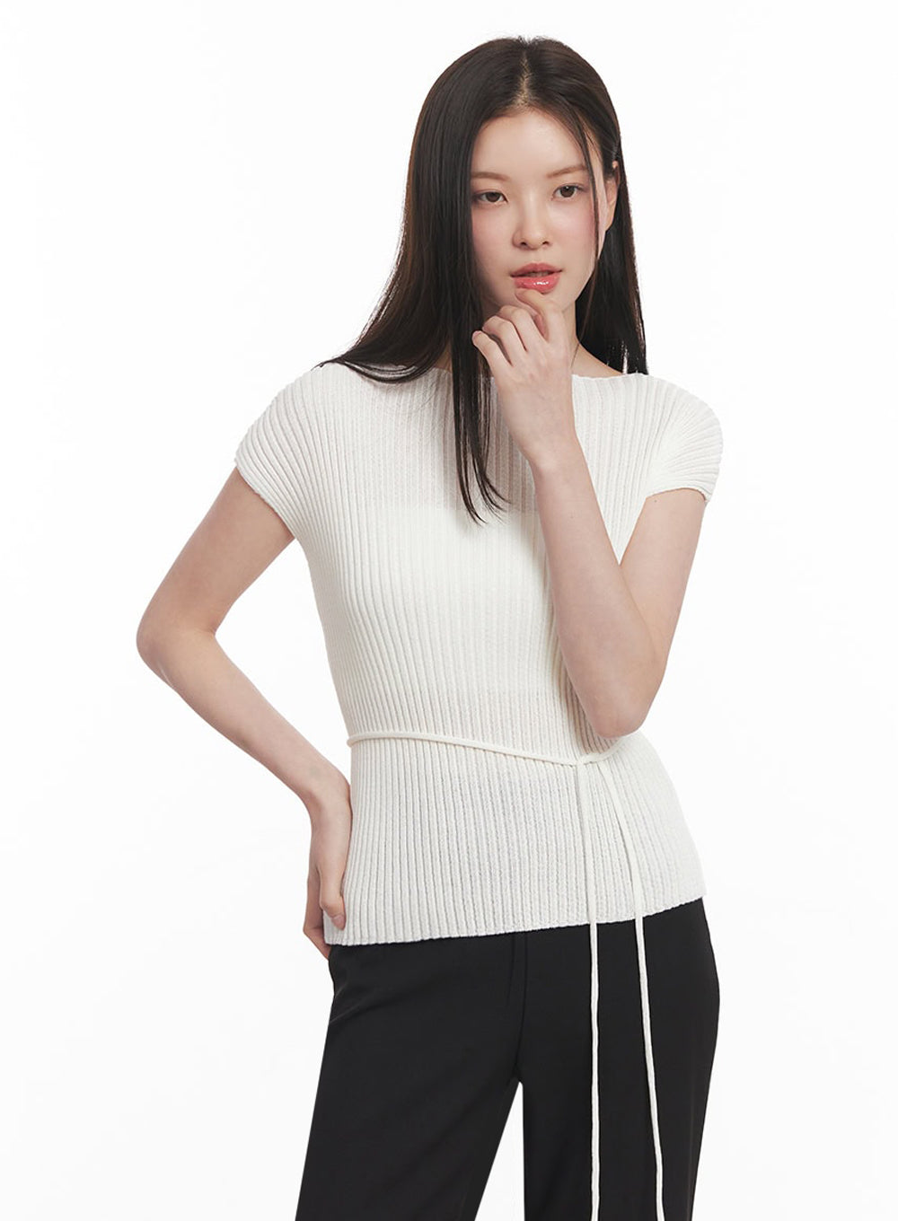 Ribbed String Knit Top IY508