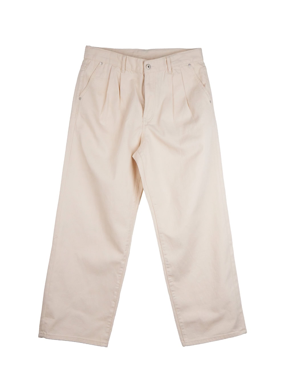 Men's Pintuck Wide Leg Cotton Pants (Light beige) ID413