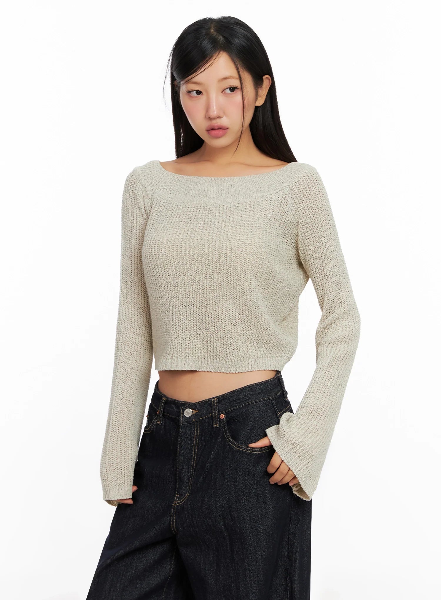 Long Sleeve Off-Shoulder Knit IG527