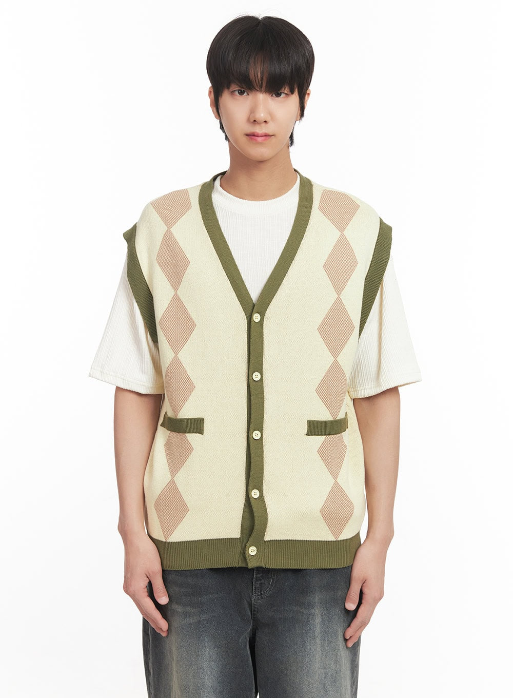 Men's Argyle V-Neck Sweater Vest IA511