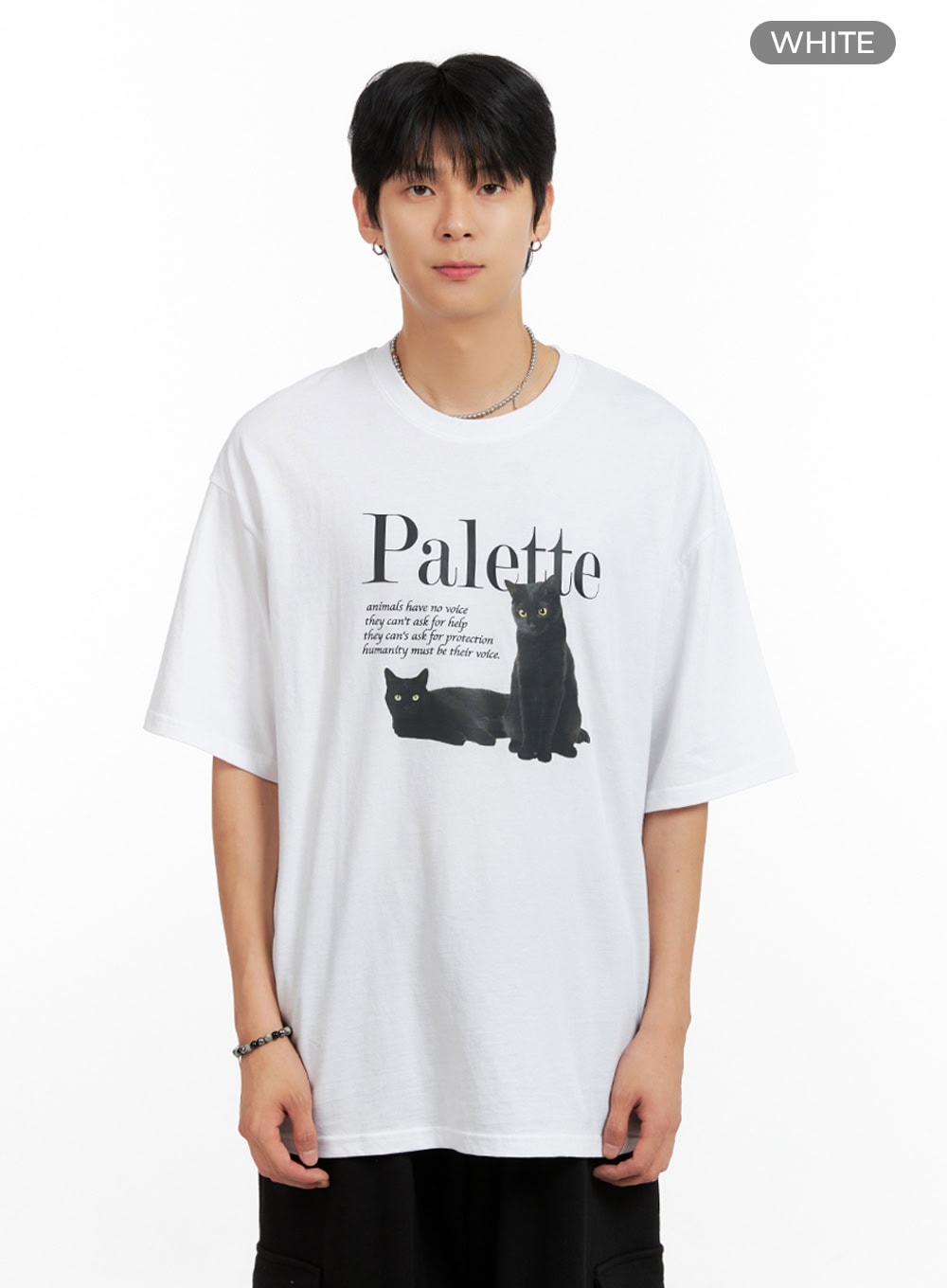 Men's Round Neck Graphic T-Shirt (White) IG402